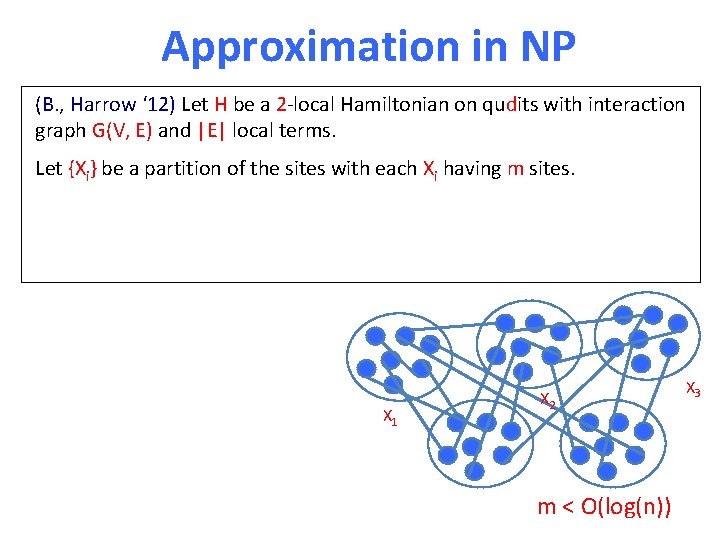 Approximation in NP (B. , Harrow ‘ 12) Let H be a 2 -local