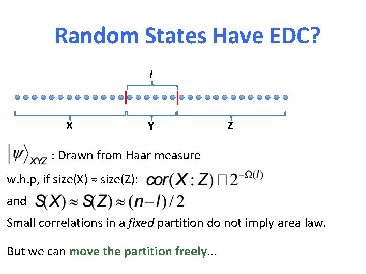 Random States Have EDC? l X Y Z : Drawn from Haar measure w.