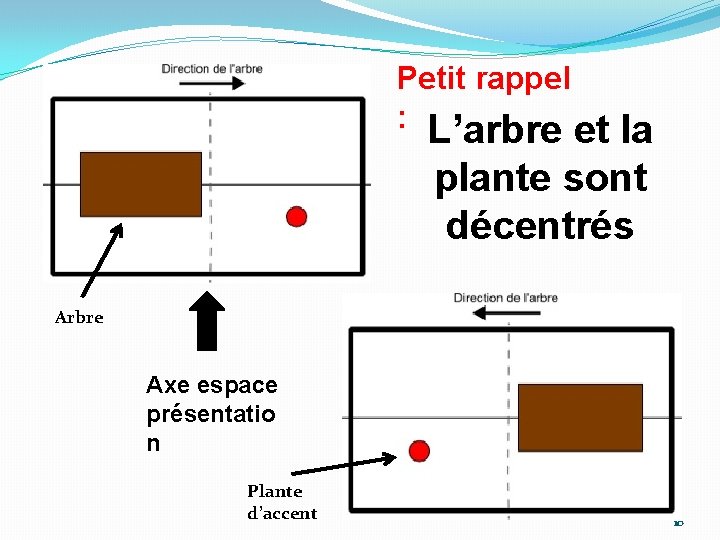 Petit rappel : L’arbre et la plante sont décentrés Arbre Axe espace présentatio n