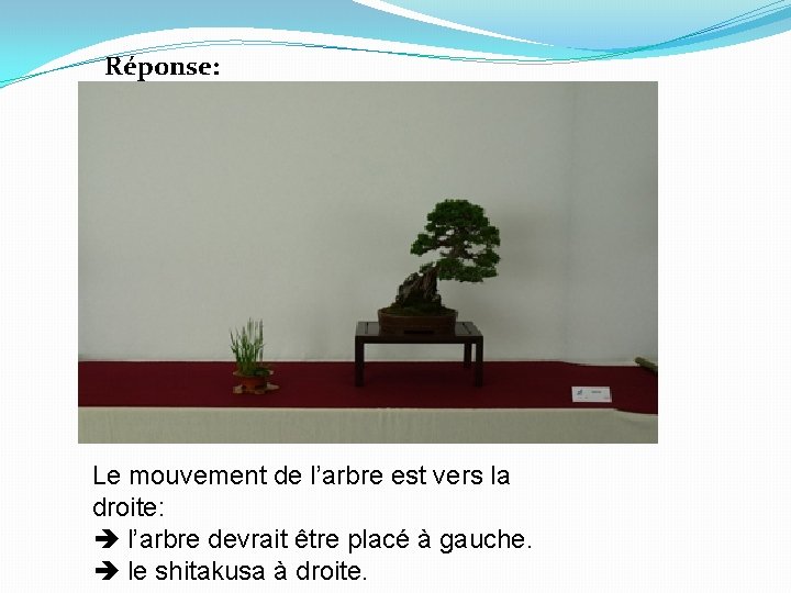 Réponse: Le mouvement de l’arbre est vers la droite: l’arbre devrait être placé à