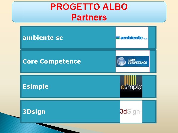 PROGETTO ALBO Partners ambiente sc Core Competence Esimple 3 Dsign 