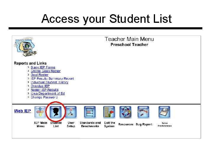 Access your Student List 
