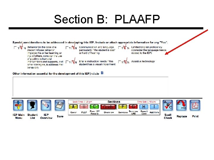 Section B: PLAAFP √ √ √ 