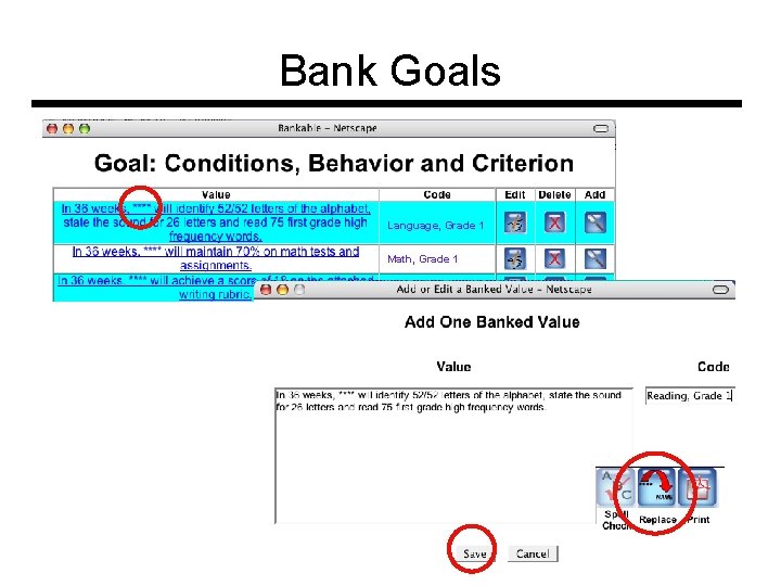 Bank Goals Language, Grade 1 Math, Grade 1 Writing, Grade 1 