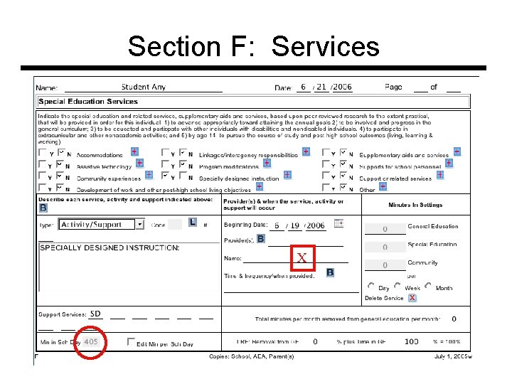 Section F: Services X 