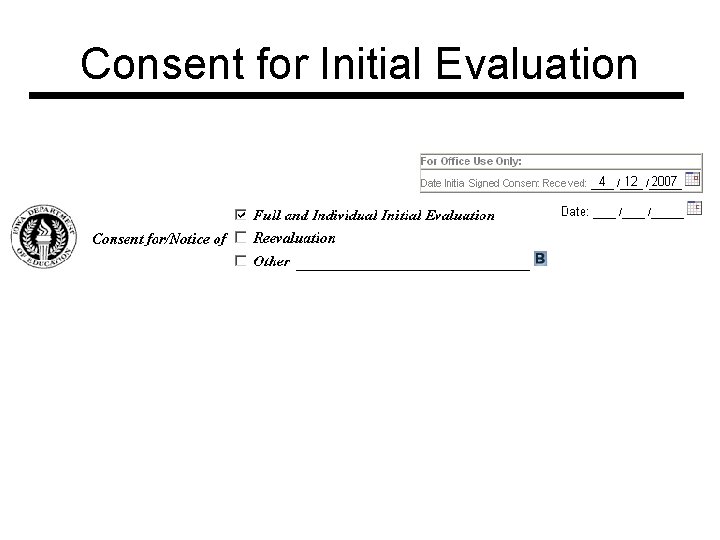 Consent for Initial Evaluation 