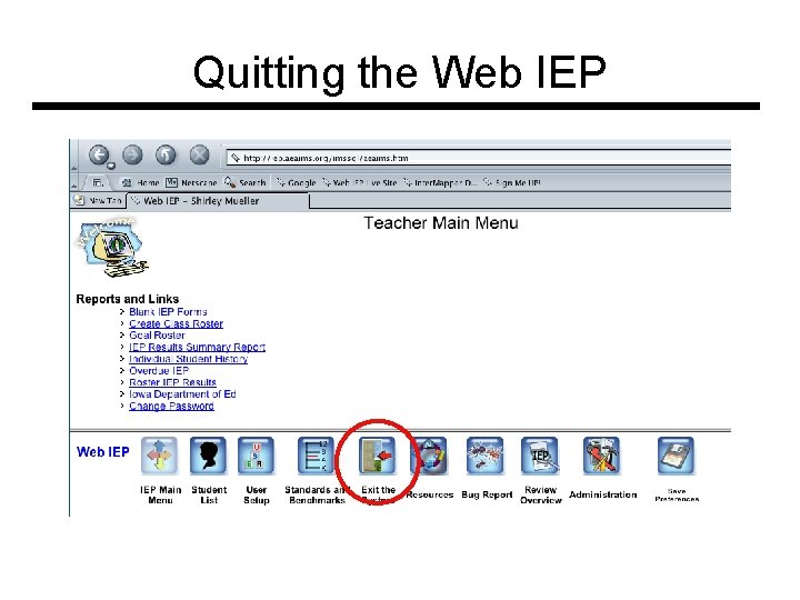 Quitting the Web IEP 