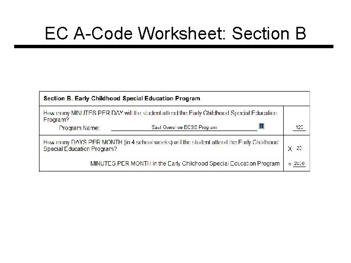 EC A-Code Worksheet: Section B 