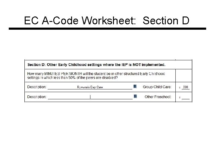 EC A-Code Worksheet: Section D 