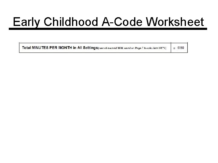 Early Childhood A-Code Worksheet 