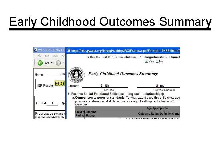 Early Childhood Outcomes Summary 