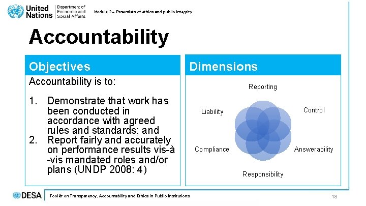 Module 2 – Essentials of ethics and public integrity Accountability Objectives Dimensions Accountability is Module 2 – Essentials of ethics and public integrity Accountability Objectives Dimensions Accountability is