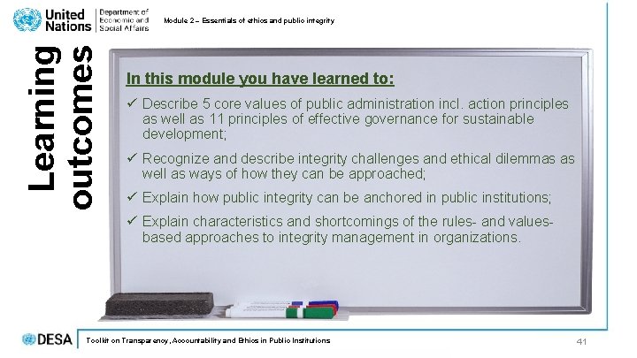 Learning outcomes Module 2 – Essentials of ethics and public integrity In this module Learning outcomes Module 2 – Essentials of ethics and public integrity In this module