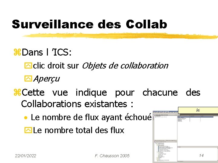 Surveillance des Collab z. Dans l ’ICS: yclic droit sur Objets de collaboration y.