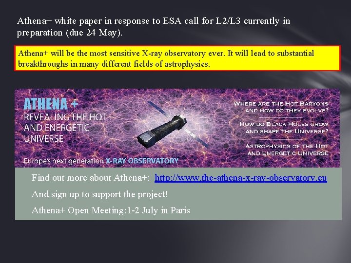 Athena+ white paper in response to ESA call for L 2/L 3 currently in