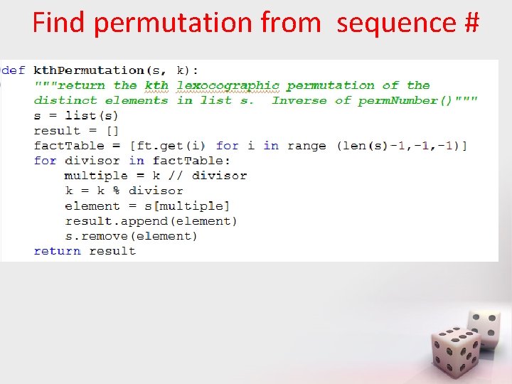 Find permutation from sequence # 