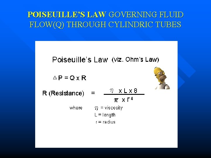 POISEUILLE’S LAW GOVERNING FLUID FLOW(Q) THROUGH CYLINDRIC TUBES 