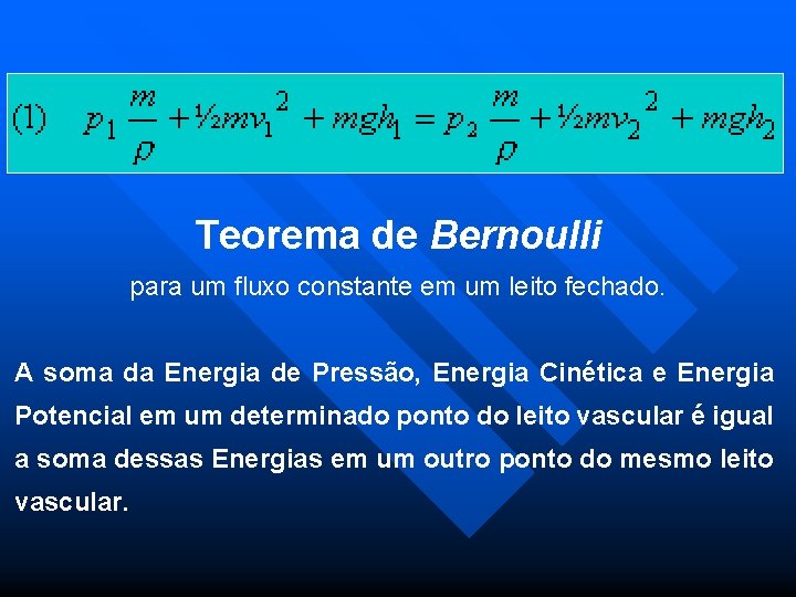 Teorema de Bernoulli para um fluxo constante em um leito fechado. A soma da