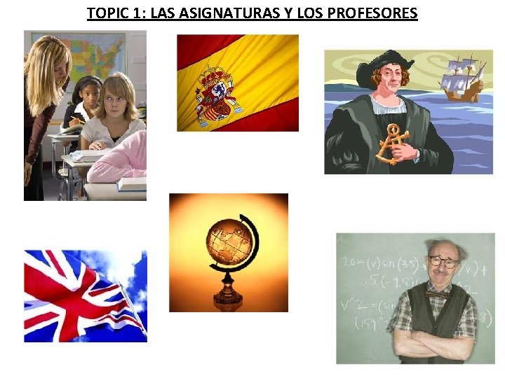 TOPIC 1: LAS ASIGNATURAS Y LOS PROFESORES 