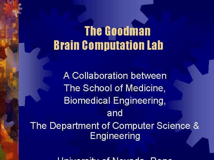 The Goodman Brain Computation Lab A Collaboration between The School of Medicine, Biomedical Engineering,