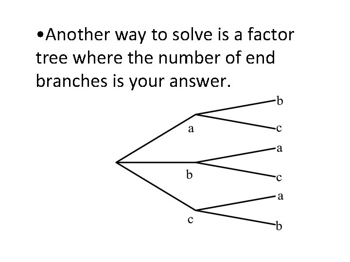 • Another way to solve is a factor tree where the number of  • Another way to solve is a factor tree where the number of