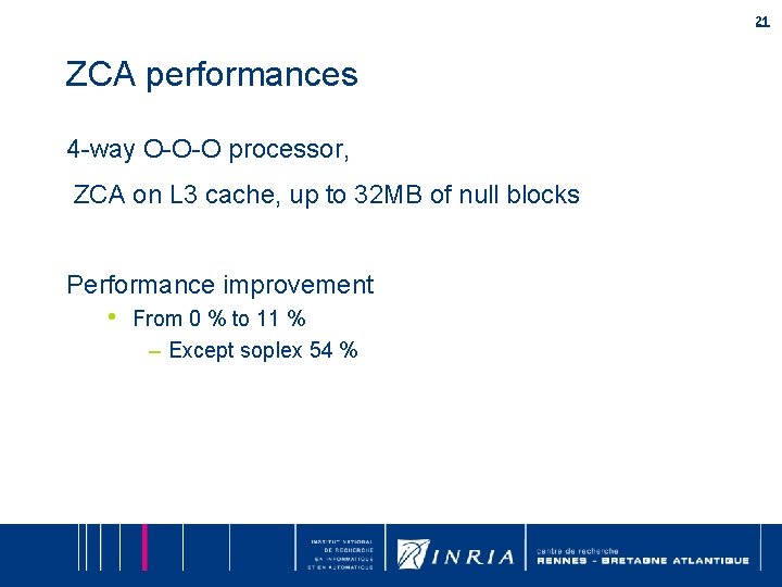 21 ZCA performances 4 -way O-O-O processor, ZCA on L 3 cache, up to 21 ZCA performances 4 -way O-O-O processor, ZCA on L 3 cache, up to