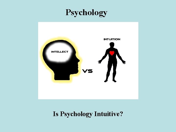Psychology Is Psychology Intuitive? 