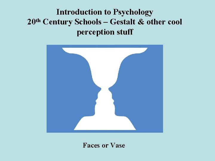 Introduction to Psychology 20 th Century Schools – Gestalt & other cool perception stuff