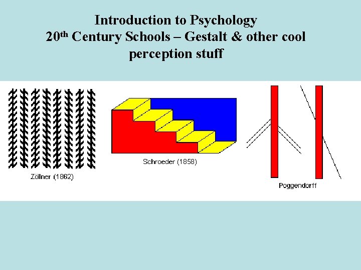 Introduction to Psychology 20 th Century Schools – Gestalt & other cool perception stuff