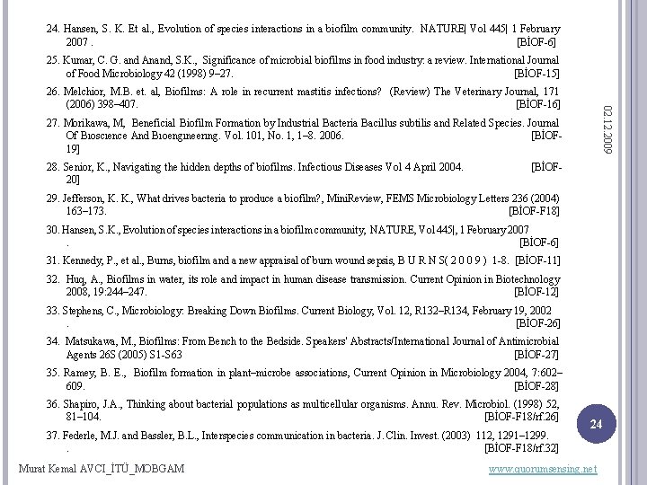 24. Hansen, S. K. Et al. , Evolution of species interactions in a biofilm