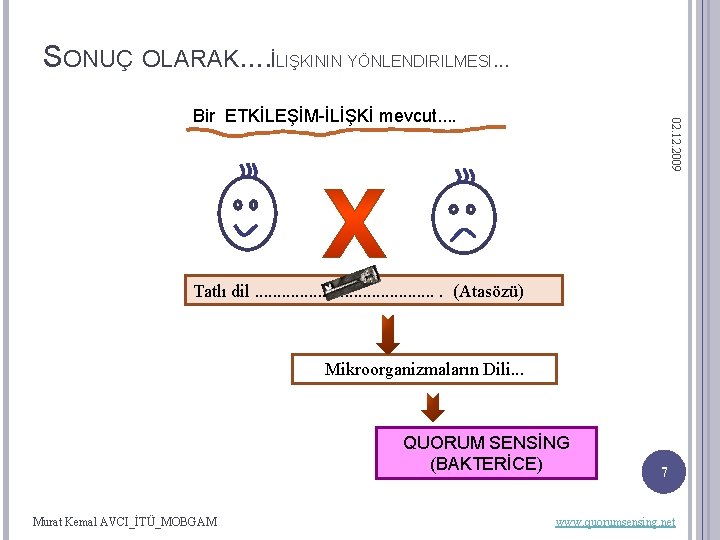 SONUÇ OLARAK. . İLIŞKININ YÖNLENDIRILMESI. . . 02. 12. 2009 Bir ETKİLEŞİM-İLİŞKİ mevcut. .