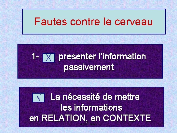 Fautes contre le cerveau 1 - X presenter l’information passivement La nécessité de mettre