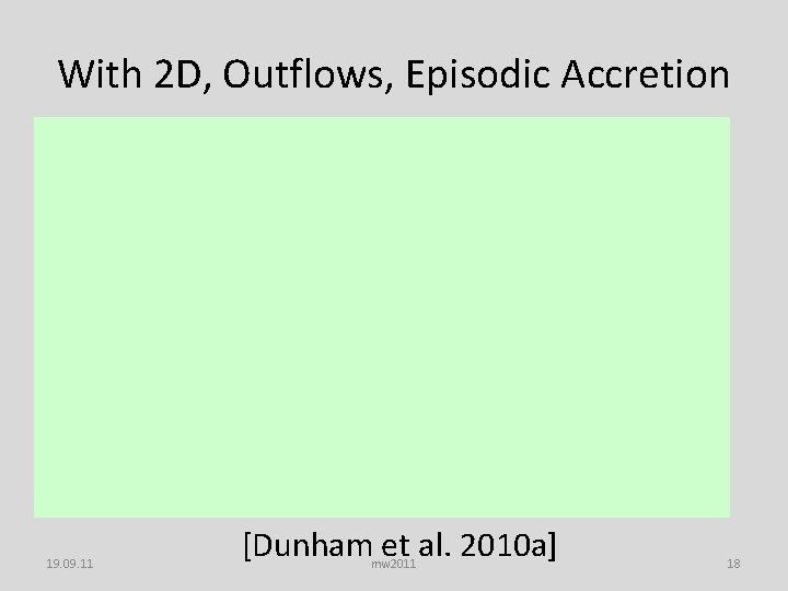 With 2 D, Outflows, Episodic Accretion 19. 09. 11 [Dunham et al. 2010 a]