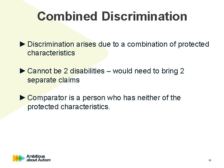 Combined Discrimination ► Discrimination arises due to a combination of protected characteristics ► Cannot