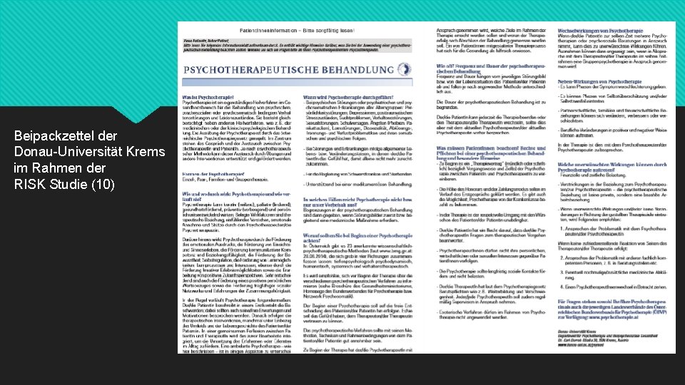 Beipackzettel der Donau-Universität Krems im Rahmen der RISK Studie (10) 