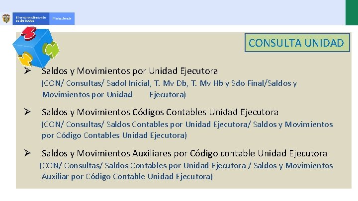 CONSULTA UNIDAD Ø Saldos y Movimientos por Unidad Ejecutora (CON/ Consultas/ Sadol Inicial, T.