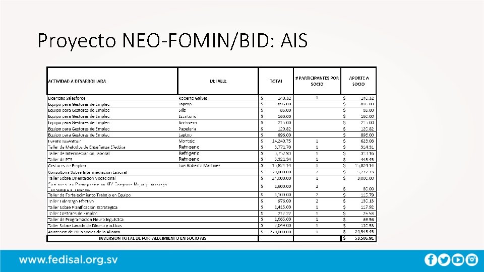 Proyecto NEO-FOMIN/BID: AIS 