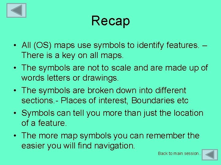 Recap • All (OS) maps use symbols to identify features. – There is a