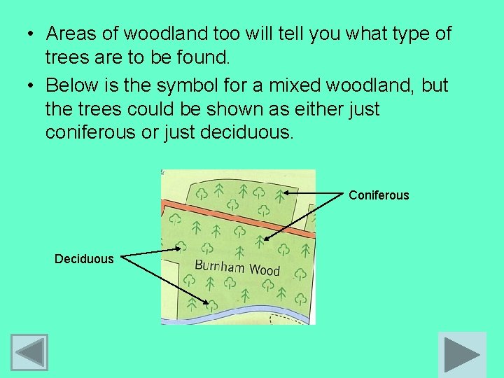  • Areas of woodland too will tell you what type of trees are