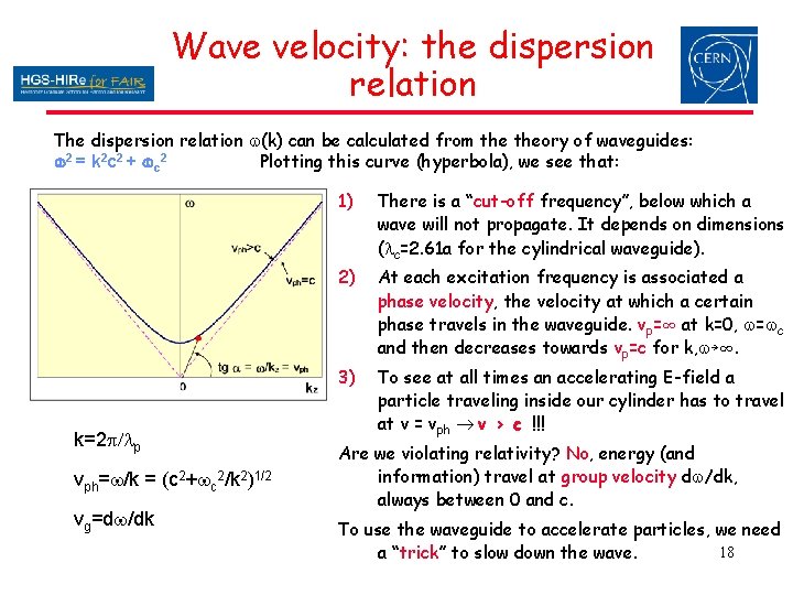 Wave velocity: the dispersion relation The dispersion relation w(k) can be calculated from theory Wave velocity: the dispersion relation The dispersion relation w(k) can be calculated from theory