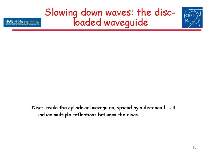 Slowing down waves: the discloaded waveguide Discs inside the cylindrical waveguide, spaced by a Slowing down waves: the discloaded waveguide Discs inside the cylindrical waveguide, spaced by a