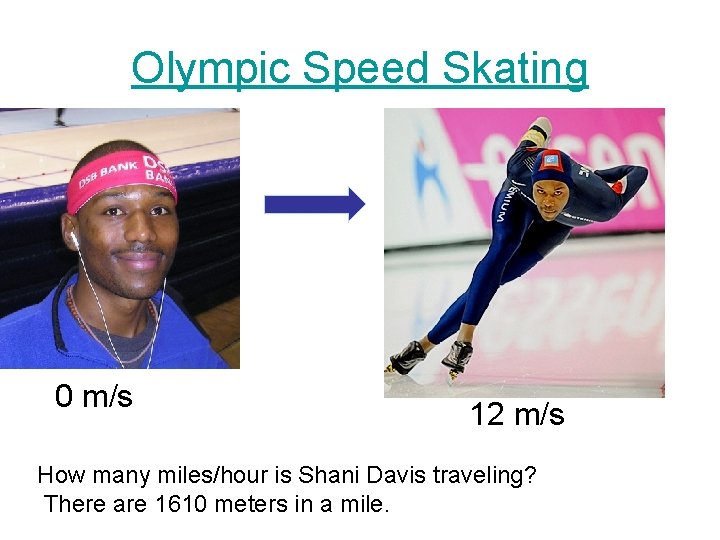 Olympic Speed Skating 0 m/s 12 m/s How many miles/hour is Shani Davis traveling?