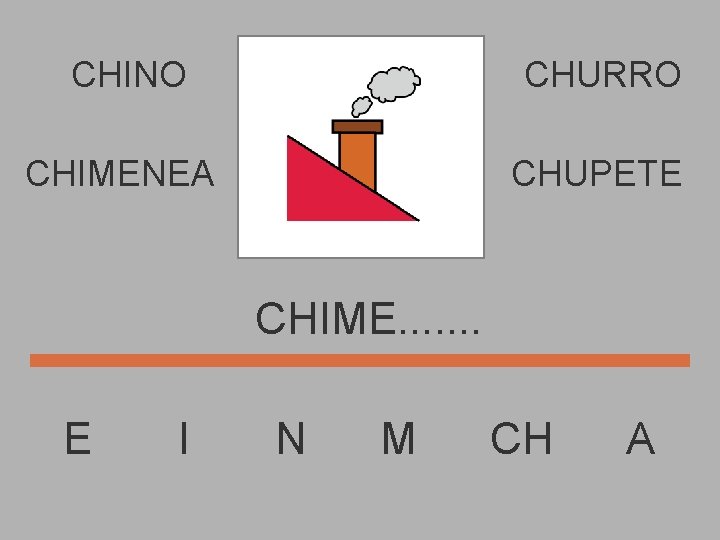 CHINO CHURRO CHIMENEA CHUPETE CHIME. . . . E I N M CH A