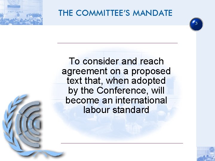 THE COMMITTEE’S MANDATE 3 To consider and reach agreement on a proposed text that,