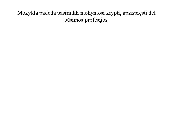 Mokykla padeda pasirinkti mokymosi kryptį, apsispręsti del būsimos profesijos. 