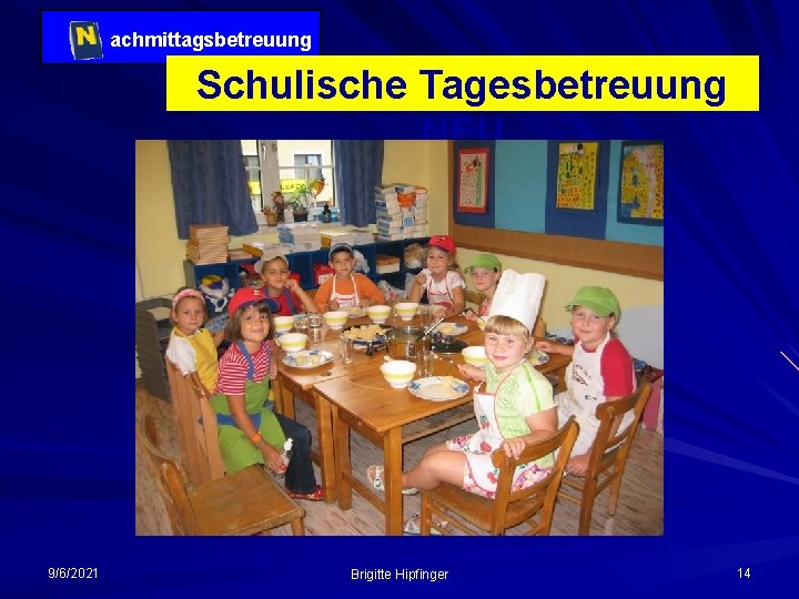 achmittagsbetreuung Schulische Tagesbetreuung NEU 9/6/2021 Brigitte Hipfinger 14 