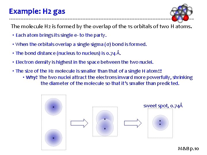 Example: H 2 gas The molecule H 2 is formed by the overlap of