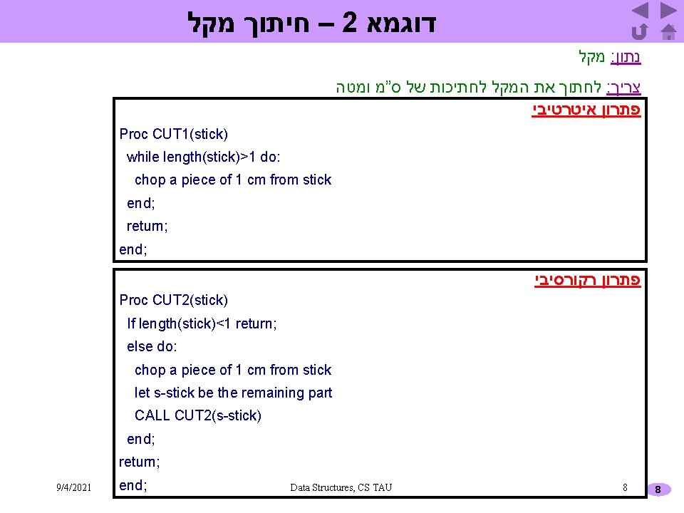  – חיתוך מקל 2 דוגמא מקל : נתון לחתוך את המקל לחתיכות של