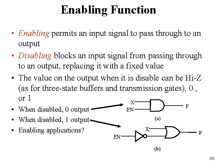 Enabling Function • Enabling permits an input signal to pass through to an output