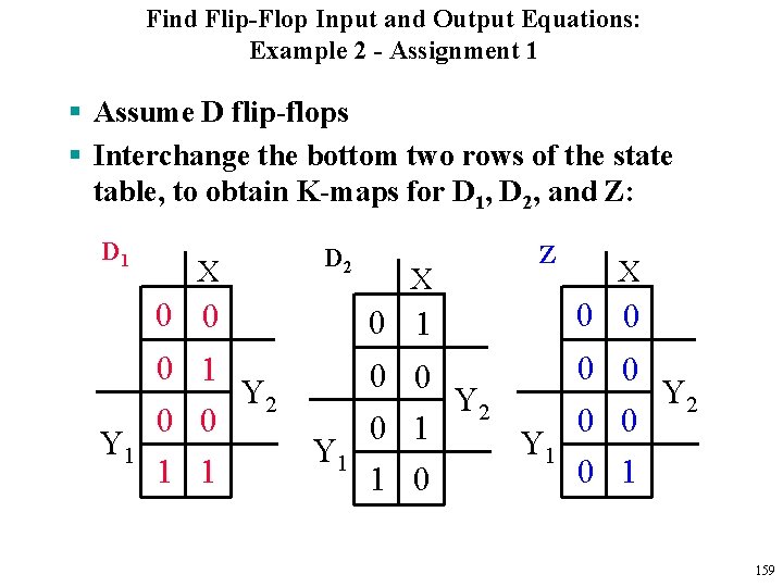 Find Flip-Flop Input and Output Equations: Example 2 - Assignment 1 § Assume D